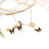 Butterfly Black Shell Set Steel/Gold