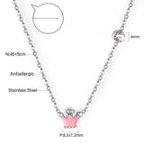 Black & Red & Pink & Blue Crown Pendant Necklace with Diamonds 45+5cm Steel Color