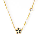 Black & Red & Pink & Blue & Purple Five Piece Flower Pendant Necklace with Diamonds 45+5cm