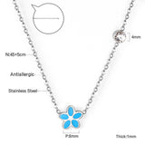 Black & Red & Pink & Blue & Purple Five Piece Flower Pendant Necklace with Diamonds 45+5cm