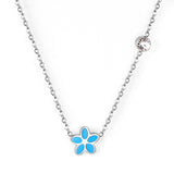 Black & Red & Pink & Blue & Purple Five Piece Flower Pendant Necklace with Diamonds 45+5cm