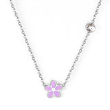 Black & Red & Pink & Blue & Purple Five Piece Flower Pendant Necklace with Diamonds 45+5cm