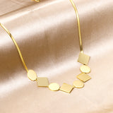 11mm Round + 11mm Square Brushed Pendant Necklace 45+5cm