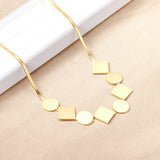 11mm Round + 11mm Square Brushed Pendant Necklace 45+5cm