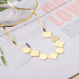 11mm Round + 11mm Square Brushed Pendant Necklace 45+5cm