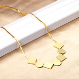 11mm square + 11mm round brushed pendant necklace 45+5cm gold color