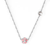 Red & Pink & Blue & Purple Peach Blossom Pendant Necklaces with Diamonds 45+5cm