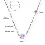 Red & Pink & Blue & Purple Peach Blossom Pendant Necklaces with Diamonds 45+5cm