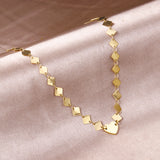 6mm square necklace + 12*10mm heart pendant necklace 43+5cm