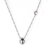 Black & Red Lock Pendant with Diamond Necklace 45+5cm