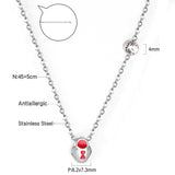 Black & Red Lock Pendant with Diamond Necklace 45+5cm