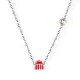 Black & Red Hat Pendant Necklace with Diamonds 45+5cm