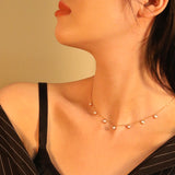 7 Half White Pearls Pendant Necklace 40+5cm