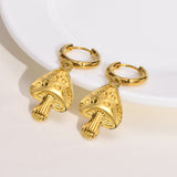 Stainless steel earrings mushroom retro literary plating 18k gold earrings