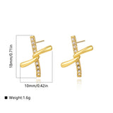 Twisted Crossed Diamond Line Stud Earrings Premium