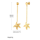 Stainless Steel Starfish Tassel Earrings 18K Gold Color