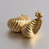 13MM 18K Gold Bread Earrings Irregular Spiral Earrings