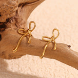 Simple personality creative earrings stainless steel 18K gold-plated irregular sweet bow earrings