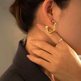 18k Gold Stainless Steel Titanium Steel V Irregular Cast Textured Earrings