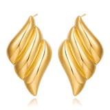 Geometric 18K Gold Stainless Steel Fashion Simple Metal Style Triple Wing Stud Earrings