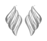 Geometric 18K Gold Stainless Steel Fashion Simple Metal Style Triple Wing Stud Earrings