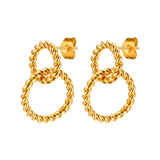 Stainless Steel Twisted Double Hoop Earrings Gold Fashion Jewelry Jewelry