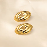 Stainless Steel 18k Gold Plated Heavy Duty Chunky Textured Stud Earrings