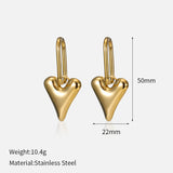 18K gold three-dimensional peach heart big love pendant earrings female fashion retro new wave gold-plated stainless steel earrings jewelry