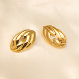 Stainless Steel 18k Gold Plated Heavy Duty Chunky Textured Stud Earrings