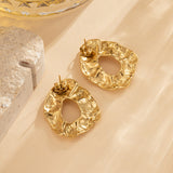 Exaggerated personalized gold-plated pleated geometric earrings atmospheric upscale sense of irregular women's earrings