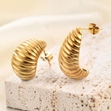 13MM 18K Gold Bread Earrings Irregular Spiral Earrings