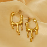 Lava Drops Stainless Steel Stainless Steel 18K Gold Liquid Muscle Stud Earrings