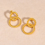 Stainless Steel Twisted Double Hoop Earrings Gold Fashion Jewelry Jewelry