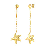 Stainless Steel Starfish Tassel Earrings 18K Gold Color