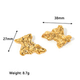 18k Gold Stainless Steel Gold Plated Pleated Irregular Texture Stud Earrings