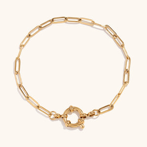 Trendy Vintage Commuter Stainless Steel 18K Gold Plated O Chain Blade Chain Paperclip Chain Bracelet