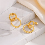 Stainless Steel Twisted Double Hoop Earrings Gold Fashion Jewelry Jewelry