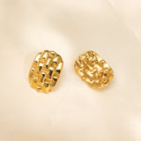 Stainless Steel 18k Gold Plated Heavy Textured Braided Stud Earrings