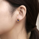 Gold blue diamonds niche design fashion men and women with the same style earrings