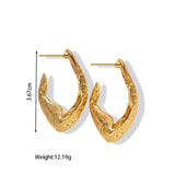 18k Gold Stainless Steel Titanium Steel V Irregular Cast Textured Earrings