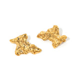 18k Gold Stainless Steel Gold Plated Pleated Irregular Texture Stud Earrings