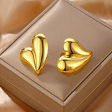 Vintage Exaggerated Style Heart Shape Personalized Earrings Light Luxury Stainless Steel Earrings