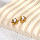 New French fashion retro popular hot gold shell fan-shaped radiant stainless steel earrings