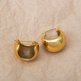 Stainless steel niche personalized retro C-shaped ball earrings women's 18K gold earrings earrings ear buckle