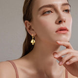 Stainless steel earrings mushroom retro literary plating 18k gold earrings