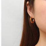 Irregular Stainless Steel Oil-Pressed Solid Earrings 18K Gold Plated Stainless Steel Earrings