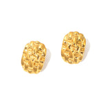 Stainless Steel 18k Gold Plated Heavy Textured Braided Stud Earrings