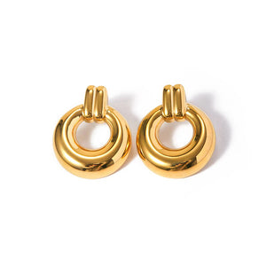 Ins style 18k gold stainless steel round rings hundred earrings wholesale