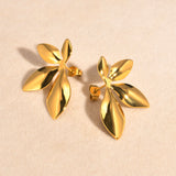 Stainless steel 4 leaves earrings 18K gold fashion personality