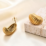 13MM 18K Gold Bread Earrings Irregular Spiral Earrings